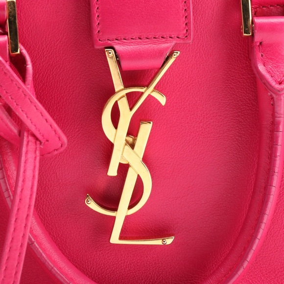 Saint Laurent Monogram Cabas Dark Pink Calfskin Leather Purse YSL Bag - Picture 8 of 16